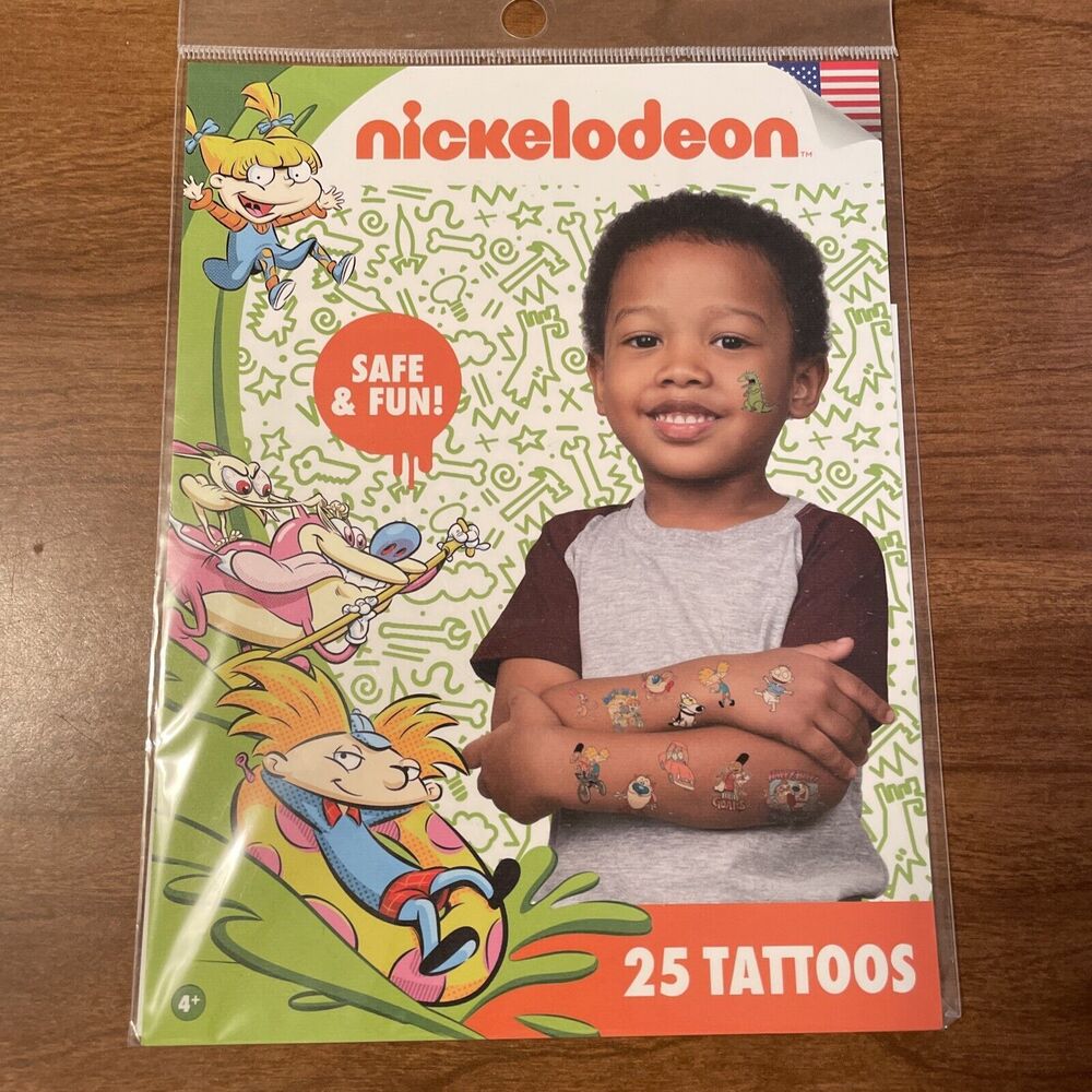 Rugrats Tattoos Temporary Ren & Stimpy Hey Arnold! Nickelodeon 25 Count NEW